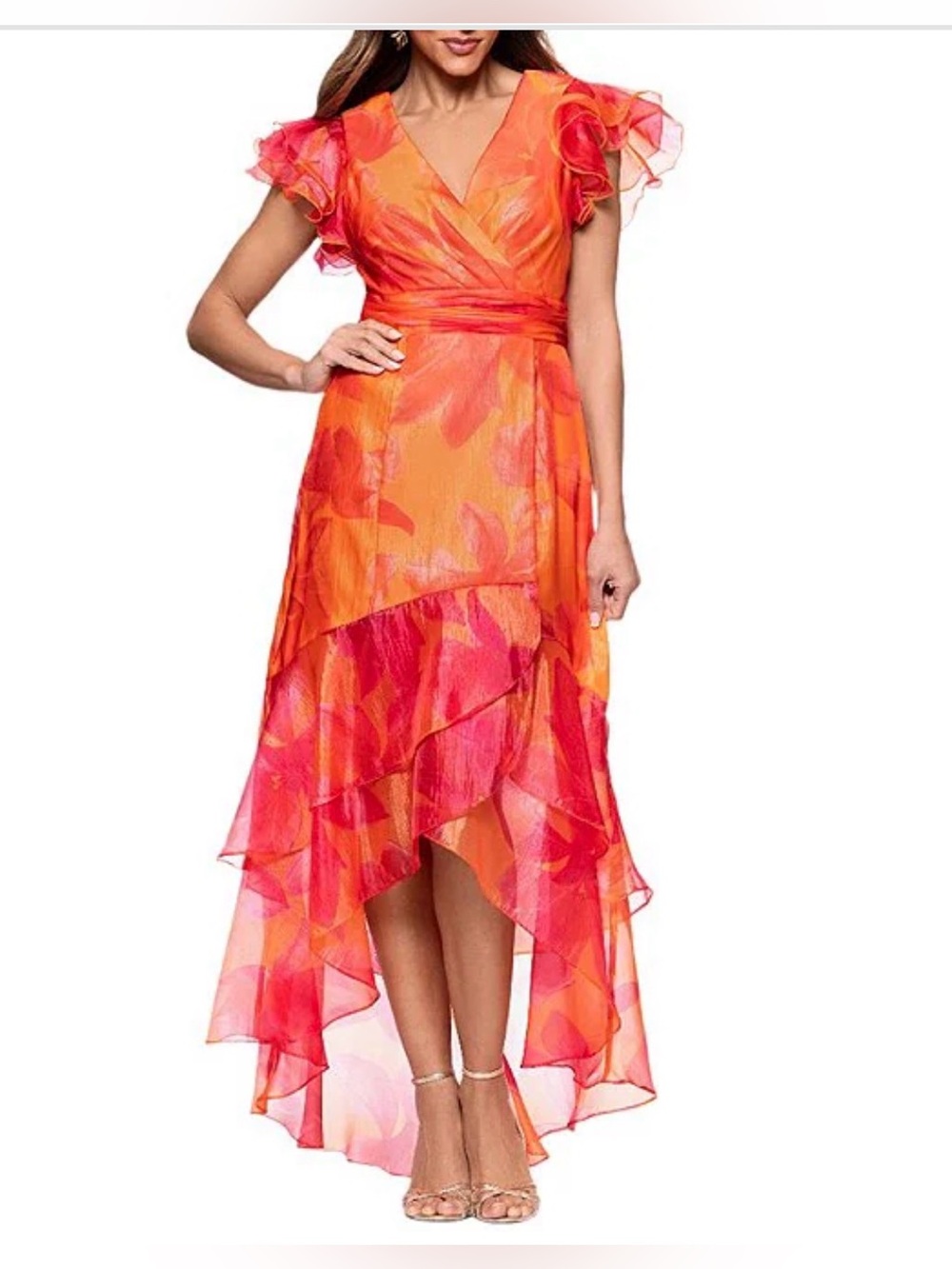 Xscape
Organza Floral Print V-Neck Short Sleeve Ruffle A-Line
Dress
